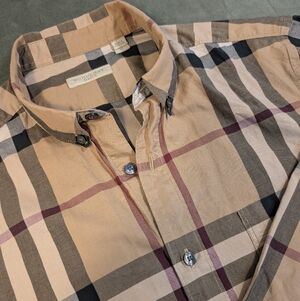 Burberry Men's Classic Check Button-Down Shirt in Beige